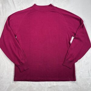 Norm Thompson Silk Pullover Sweater Mens Large Cranberry Mock Neck 100%